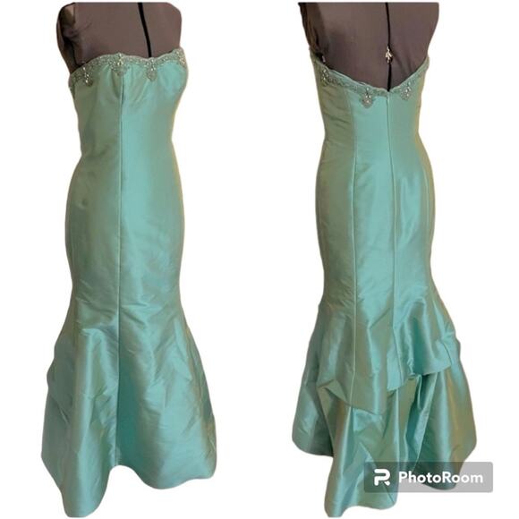 Reem Acra silk taffeta gown green - Picture 1 of 10